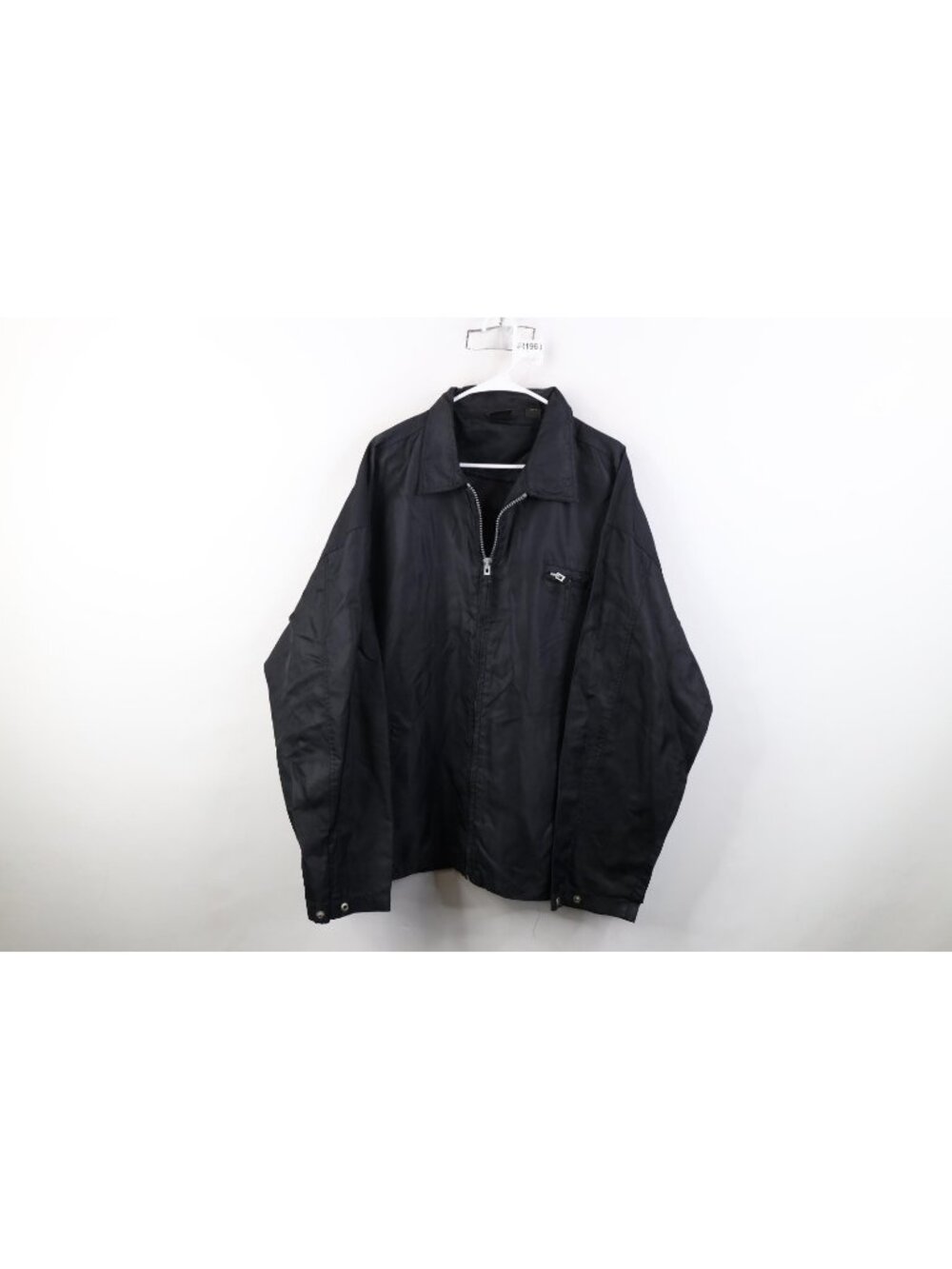 Vtg 90s Streetwear Mens XL Faded Blank Full Zip Coach Windbreaker Jacket Black